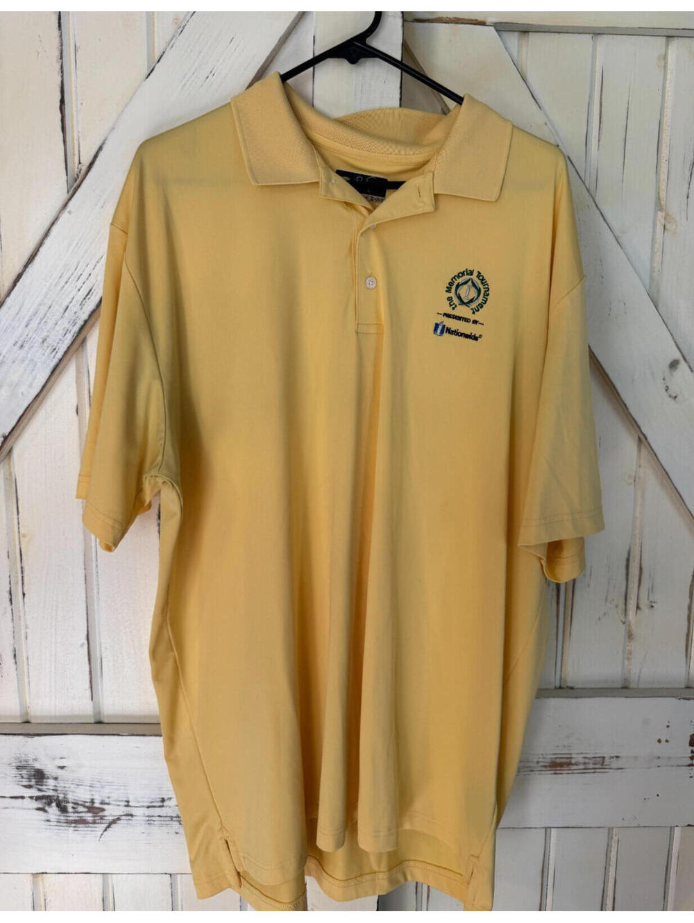 Jack Nicklaus Golf Polo Shirt Mens XL Yellow Embroidered Memorial Tournament